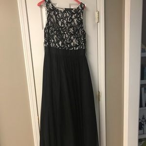 Black/Cream evening gown with sash.